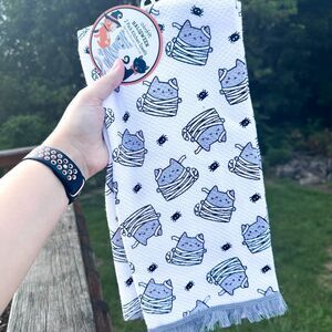 SET OF TWO Colordrift Halloween Mummy Cat Kitchen Hand Towels